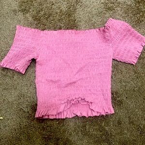 Brand new baby pink XS casual stretchy off shoulder crop